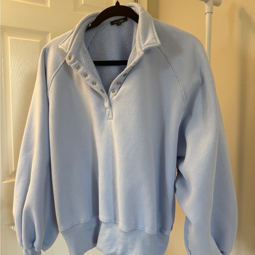 Light Blue Snap Colllar Sweatshirt